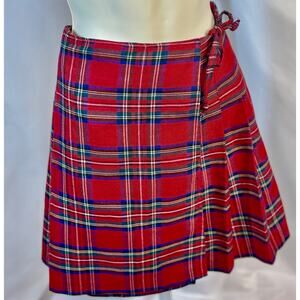 Vintage Express International Wrap Skirt Tartans Plaid Red Kilt Medium